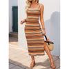 Striped Beach Skirt European and American New Leisure Stripe Holiday Style Skirts Sleeveless Vest Dress