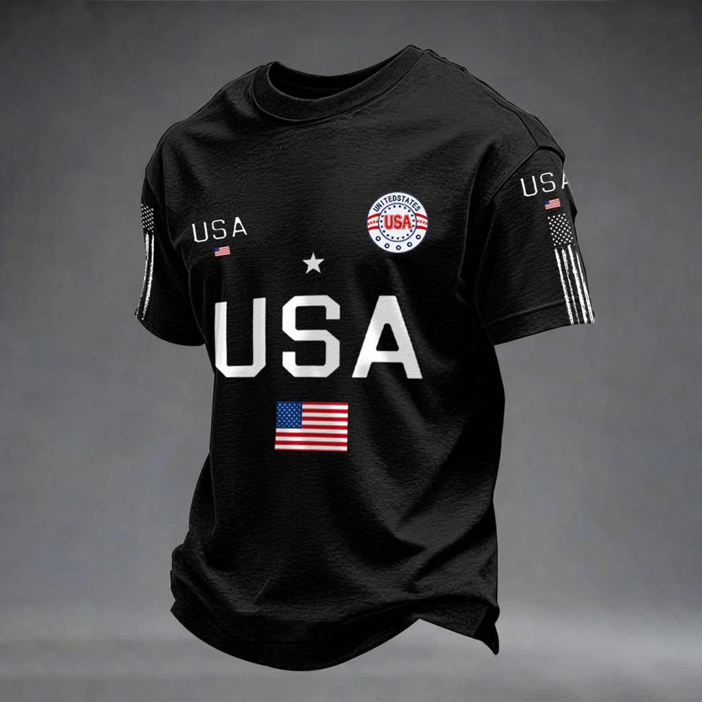 USA Anniversary Men's Casual Letter Print Short-Sleeve T-Shirt