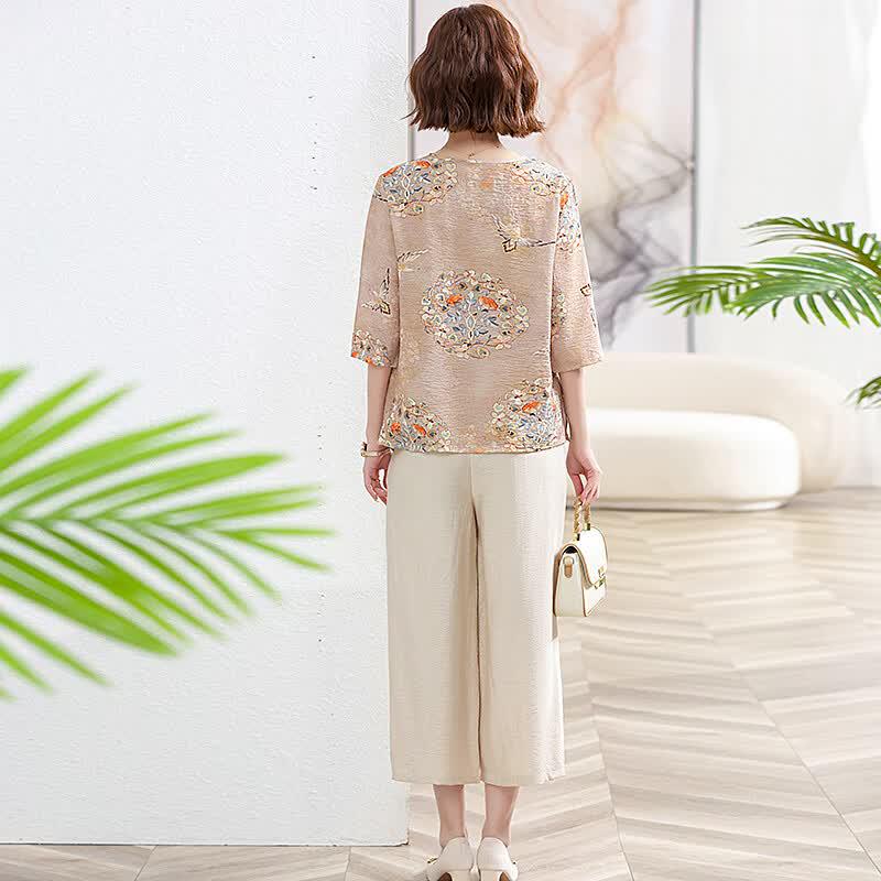Yalu New Chinese Style Embroidered Summer Two-Piece Set