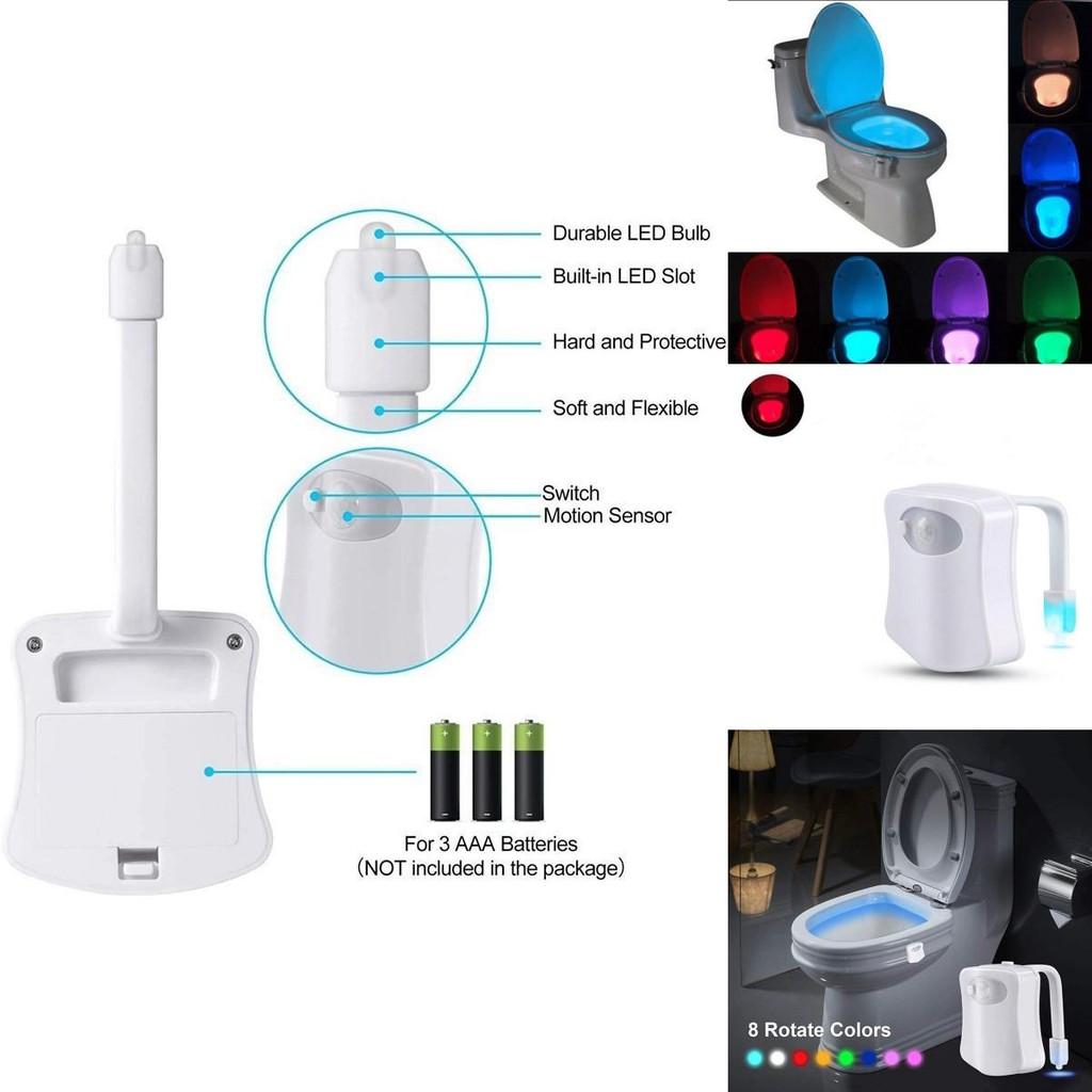 Modern Minimalist Toilet Night Light With 8 Color Led Sensor For Bathroom Ambiance