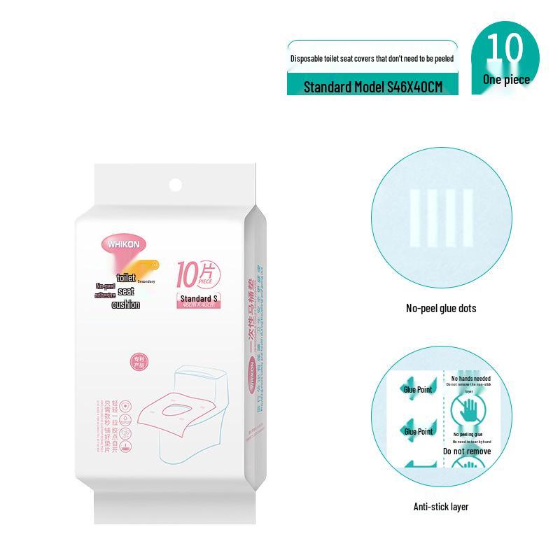 Individually Wrapped No-Peel Disposable Toilet Seat Cover for Travel & Hotel Use