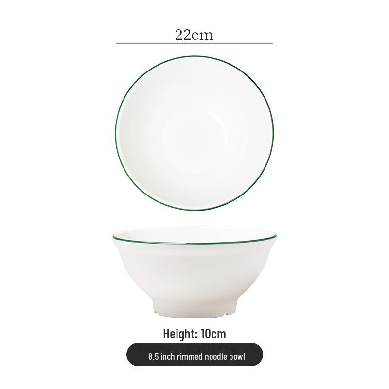 Retro Ceramic Bowl: Versatile Noodle, Soup & Stir-fry Dishware with Protective Rim