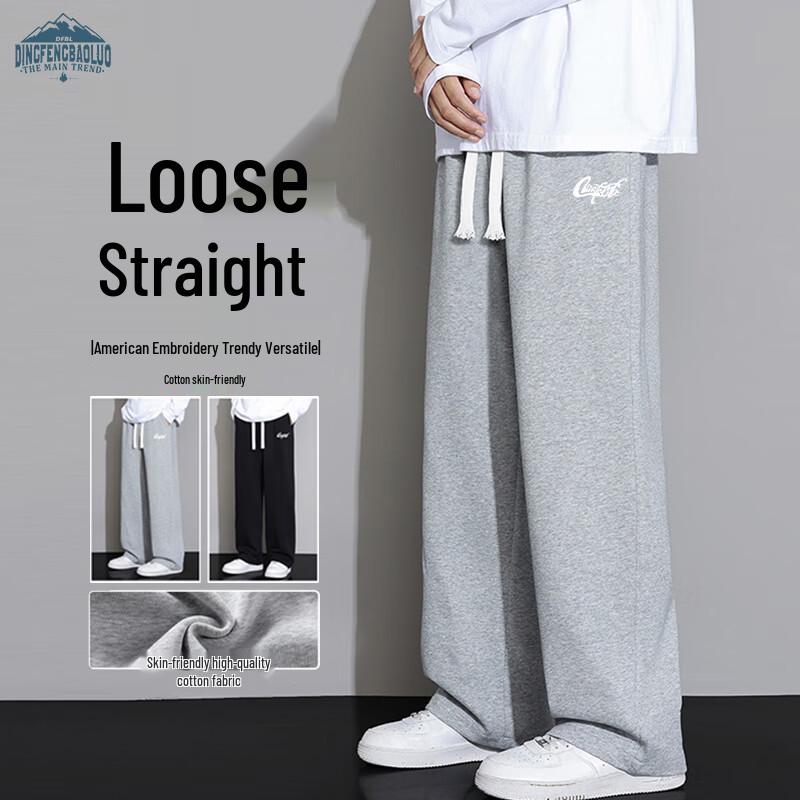 

Dingfengbaoluo Men s Embroidered Straight Fit Casual Sweatpants DDF09 L