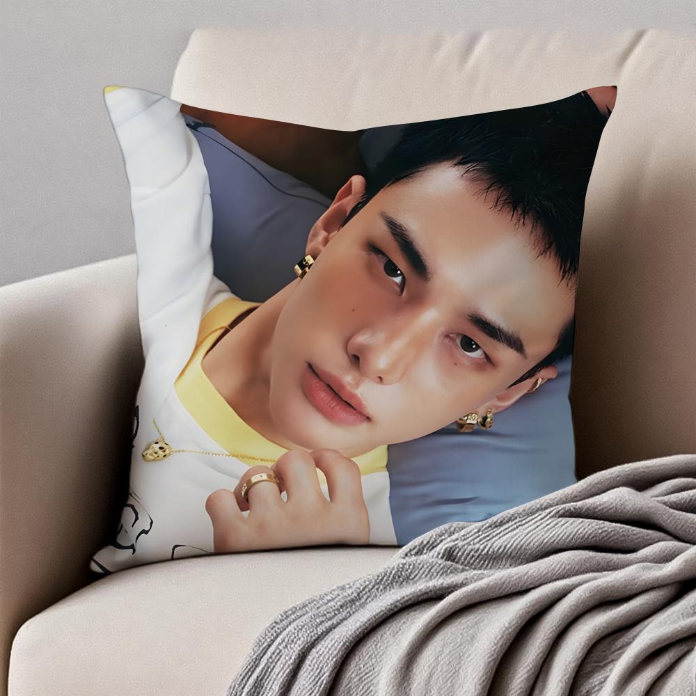Handsome Kpop Idol HHwang HyunJin Cushion Cover Pillowcase Antidustmite Invisible Zipper Short Plush Sofa Cushion