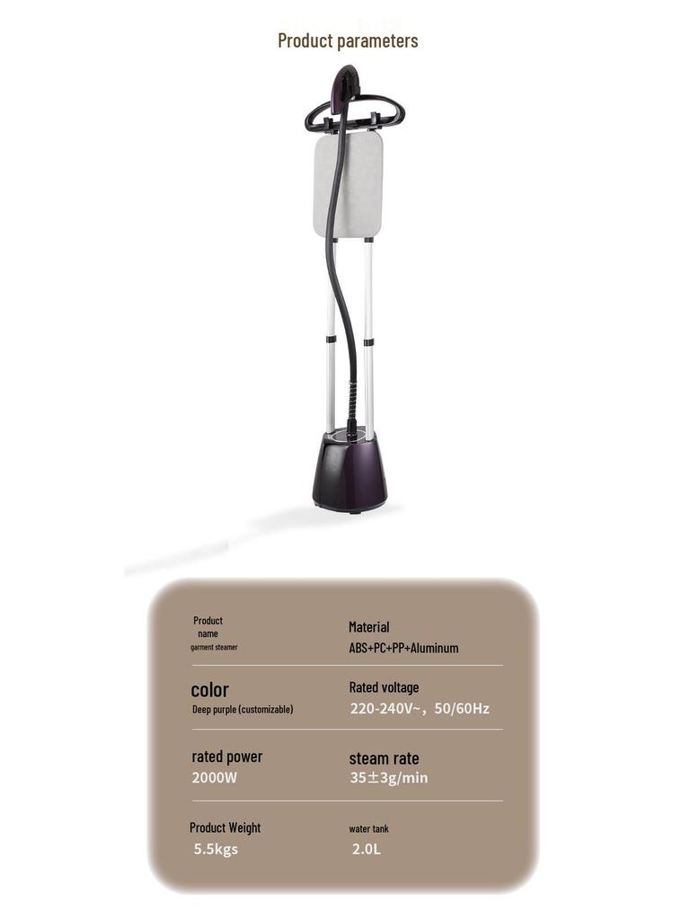 Dual-Rod Vertical Garment Steamer with Ironing Board, Large Steam Output, and Spacious Water Tank for Home Use