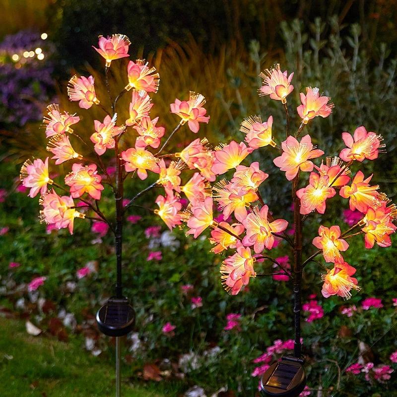 Luz solar para jardín impermeable decoración de flores artificiales para exteriores césped patio