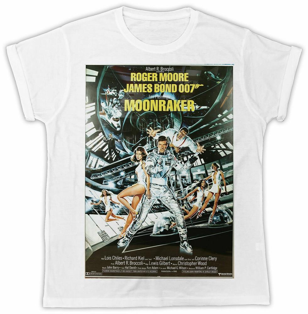 JAMES BOND T-SHIRT ROGER MOORE RETRO MOONRAKER MOVIE POSTER UNISEX COOL TEE UK Unisex T-Shirt S