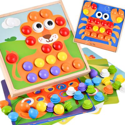 Botão de madeira Novo brinquedo educacional de ponta de dedo Bajoy para melhorar o pensamento Colorido de madeira Vem com armazenamento de madeira Presente de Natal para meninos de 6 anos