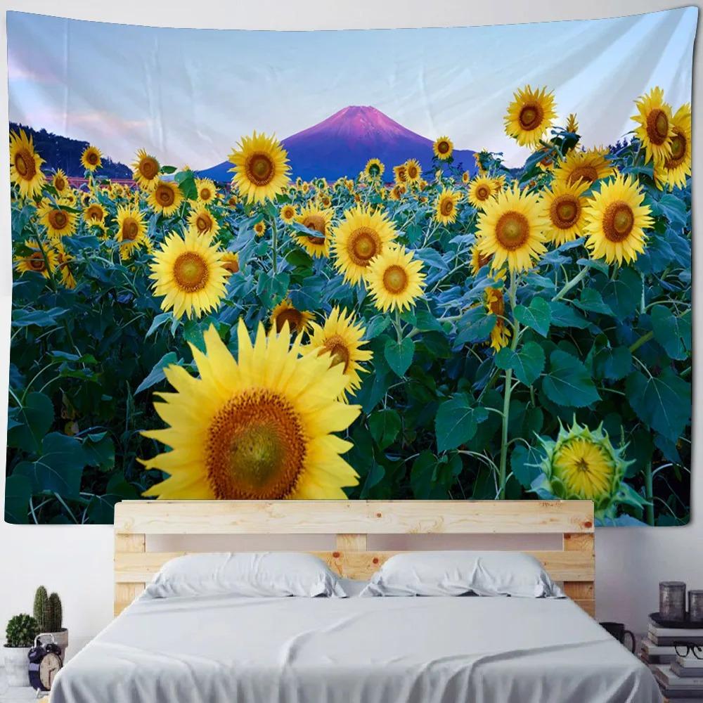 Beautiful Sunflower Field Tapestry Office Living Room Tapestry Home Wall Decoration Tapestry