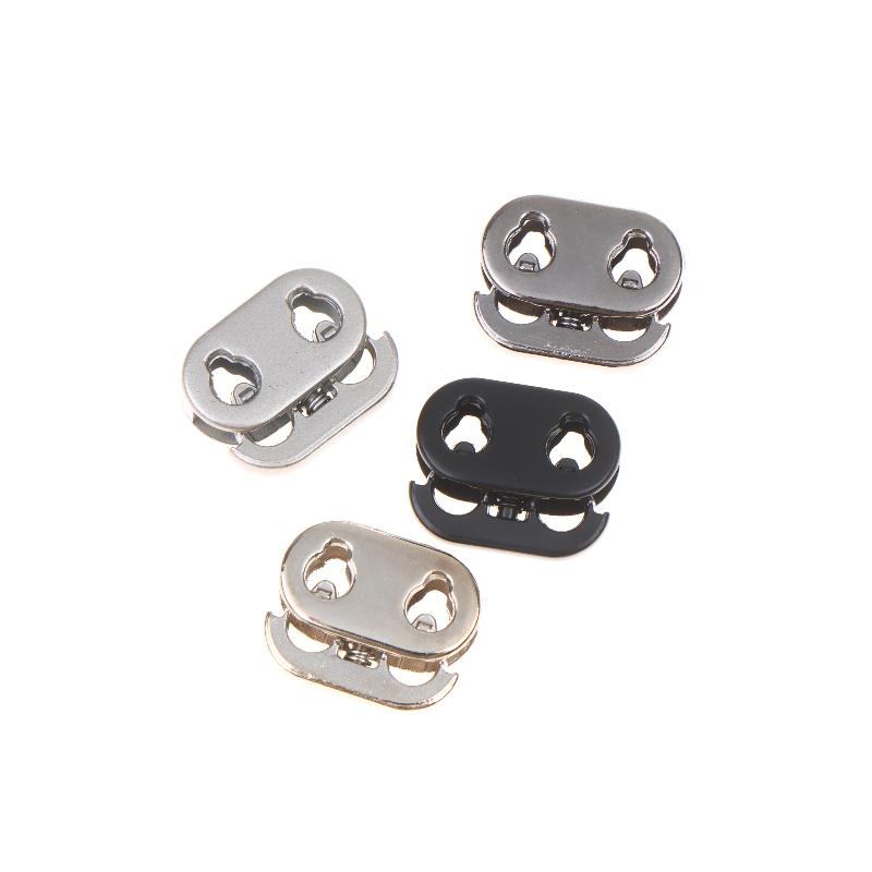 10Pcs 2 Hole Shock Cord Rope Stopper Alloy Spring Buckles Metal Cord Lock For Clothes Replacement Hoodie Shoes Bag Crafts