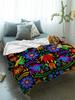 Colorful Mexican Abstract Flower Throw Blanket Warm Flannel for Kids Portable Soft Sofa Bedspread