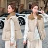 PU knitted collar down cotton vest women's autumn and winter short loose cotton vest cotton jacket vest stand collar vest outside