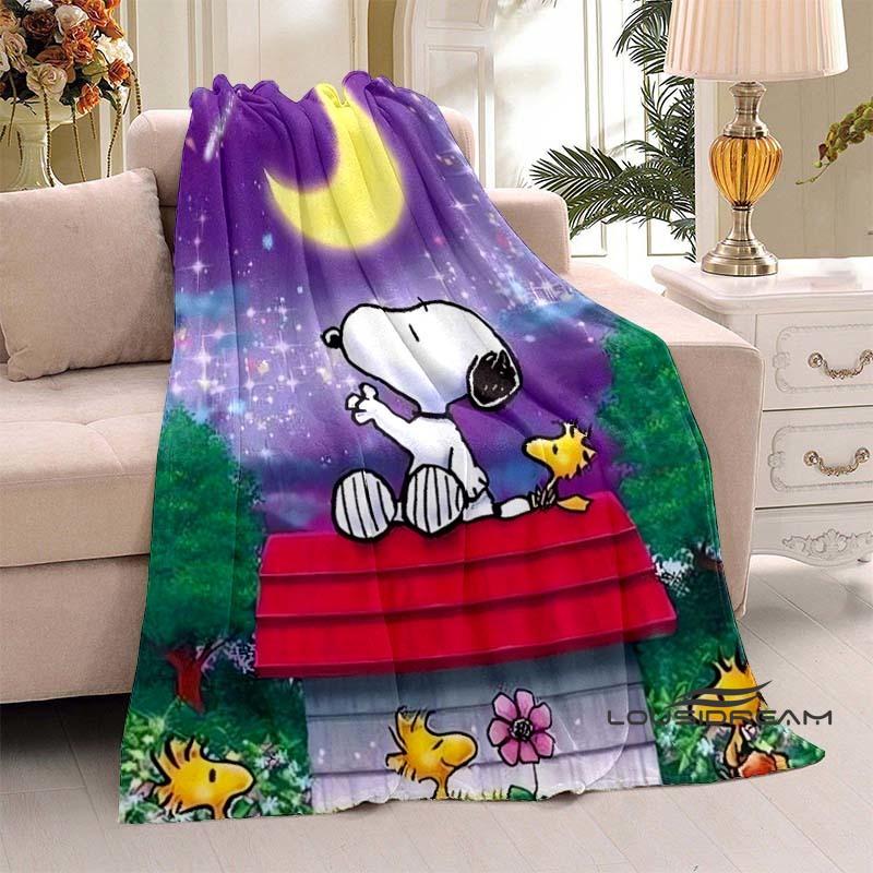 3D-Printed Classic Comic Theme Snoopy Fluffy Blanket Home Decor Collection: Sofa Throws & Shawls, Camping Blankets