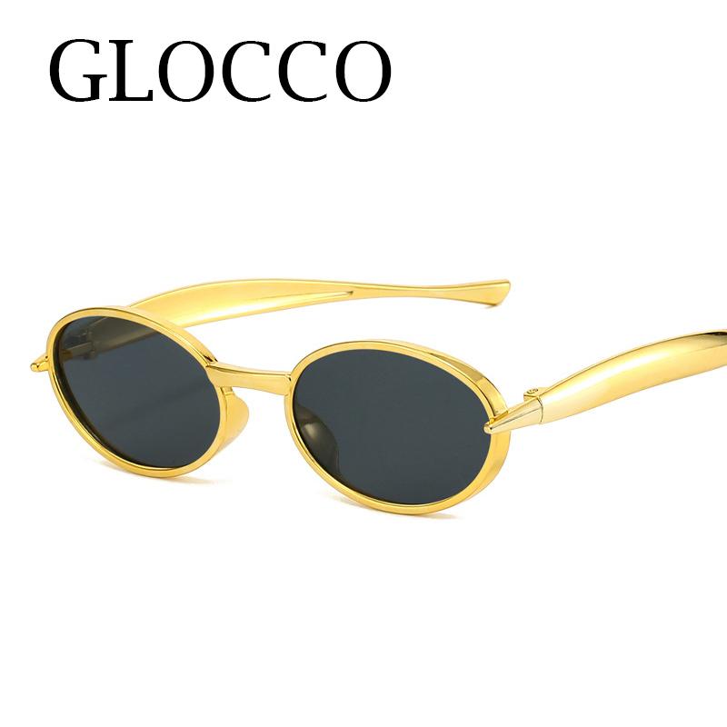 New Oval Sunglasses For Women Men Trendy Metal Frame Sun Glasses Classic Shades Uv400 Small Oval Black Sunglasses
