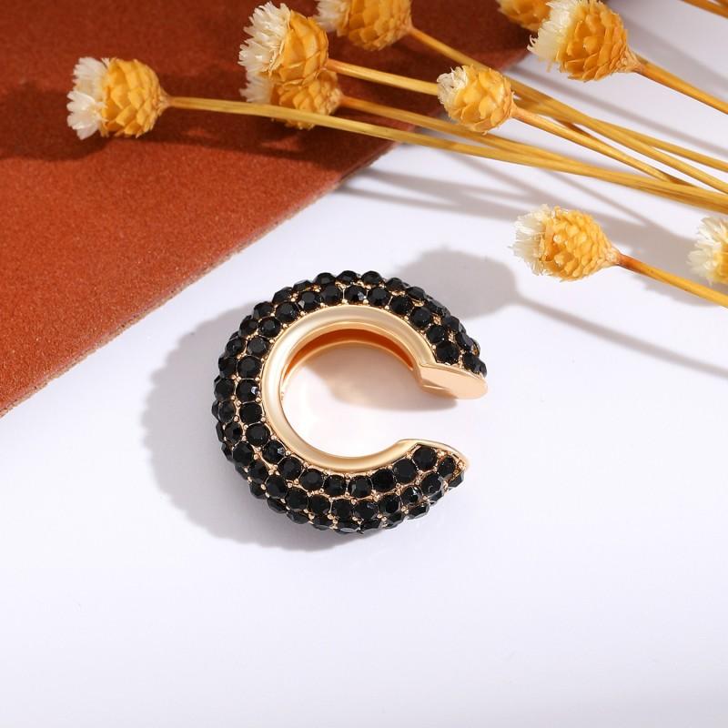 1 Stück Bunte Zirkon C-förmige Knorpel-Clip-Ohrringe Damen Exquisiter Luxus Ohne Piercing Kupfer-Ohr-Manschette Modeschmuck