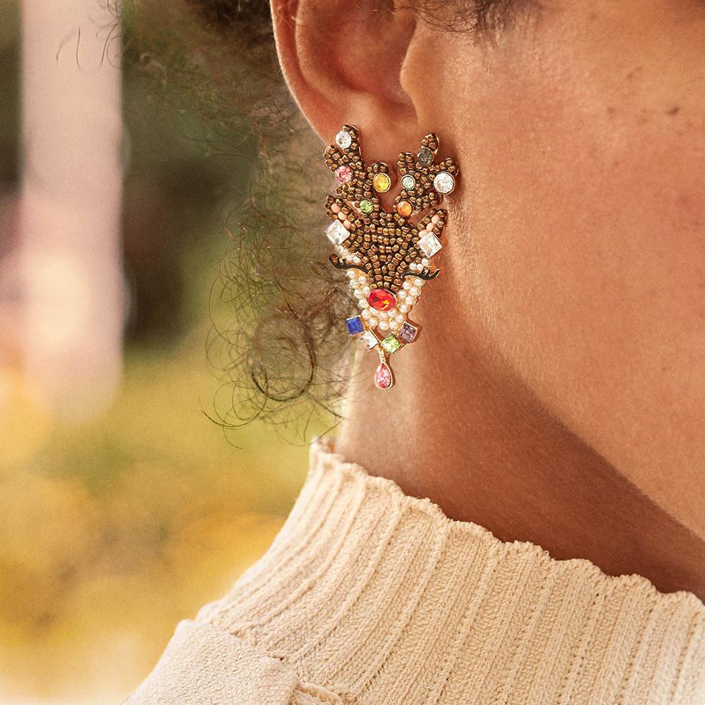 Stylish Christmas Reindeer Earrings Alloy Electroplated Holiday Gift Trendy Jewelry