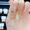 Asymmetric Design, Heart-shaped Tassel Earrings, Versatile and Personalized AB Earrings
