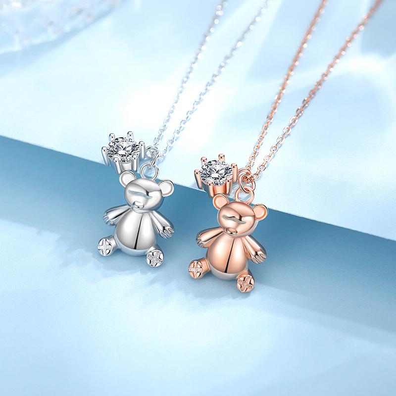 Bear pendant necklace female niche design Korean version collarbone chain sweater chain for girlfriend New Year's gift