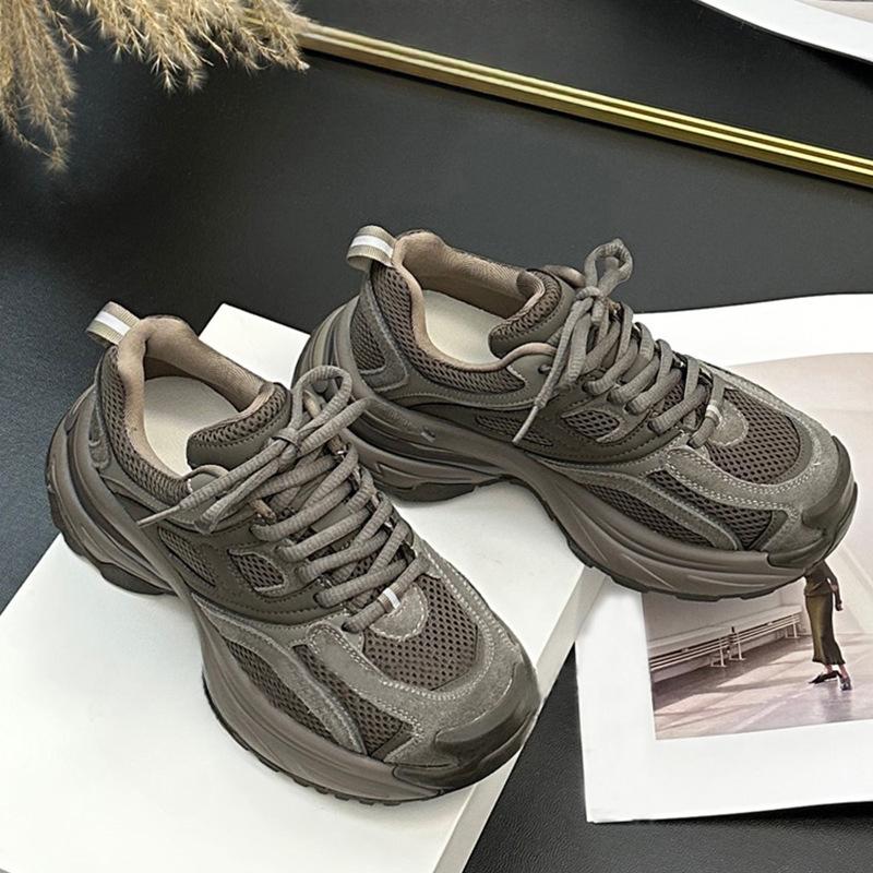 Leather Dad Shoes Women's Shoes Spring and Summer New Versatile Thick Heightening Casual Shoes Sports Shoes Women's