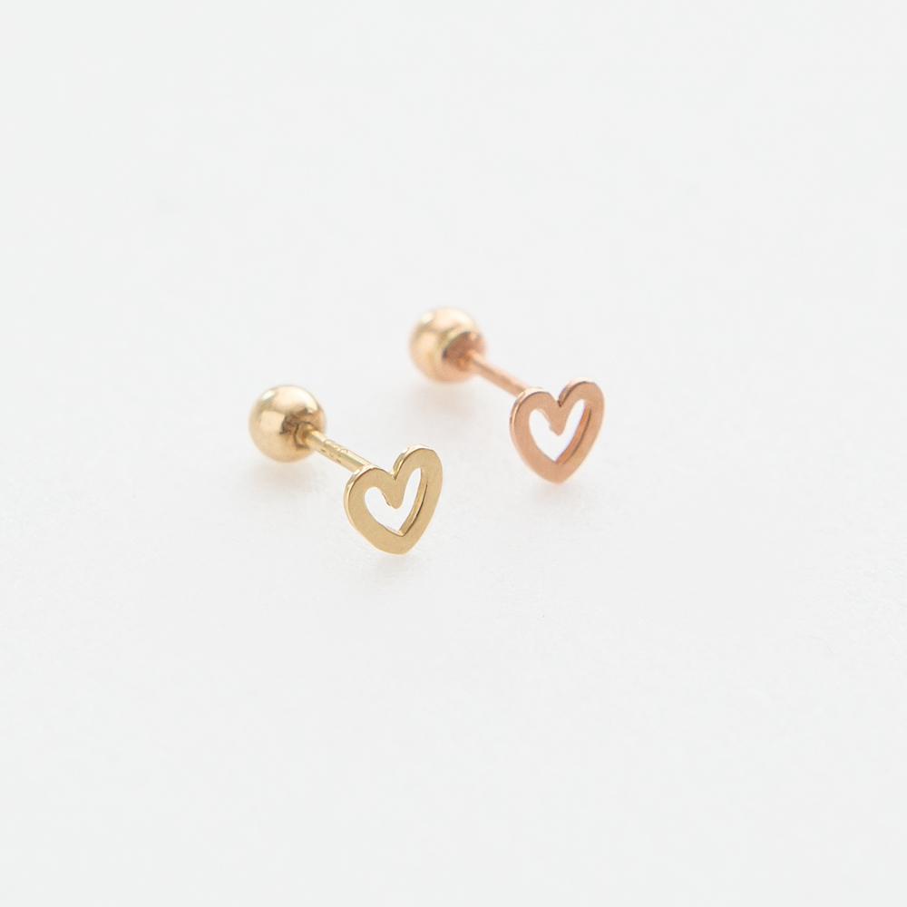 Lunne 14K Lovely Heart Piercing Earrings (14K Gold) S12