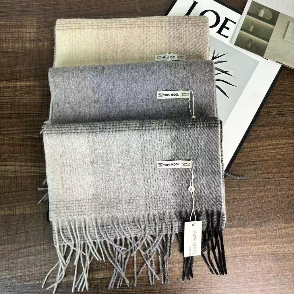 Women's 100% Pure Wool Winter Scarf - Plaid, Lightweight, Warm, Versatile Shawl & Birthday Gift