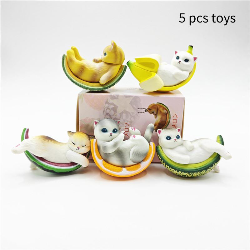

Adorable Fruit Cat Figurine Pvc Model Toy Blind Box With Anime Character Charm