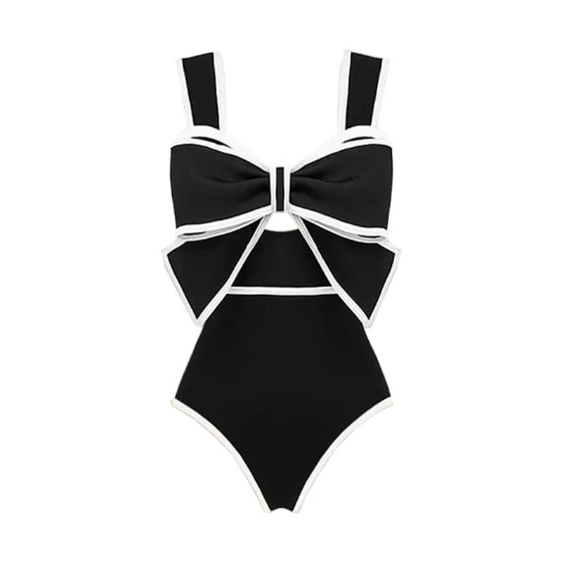 2024 Solid Red Retro One Piece Swimsuit Women Bow Tie Swimwear with Skirt Sexy Bathing Suit Monokini Beach Bodysuit Beach Wear