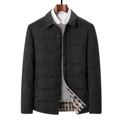 Winter New Men's Down Shirt Business Casual White Duck Down Shirt Collar Jacket Dad Down Jacket
