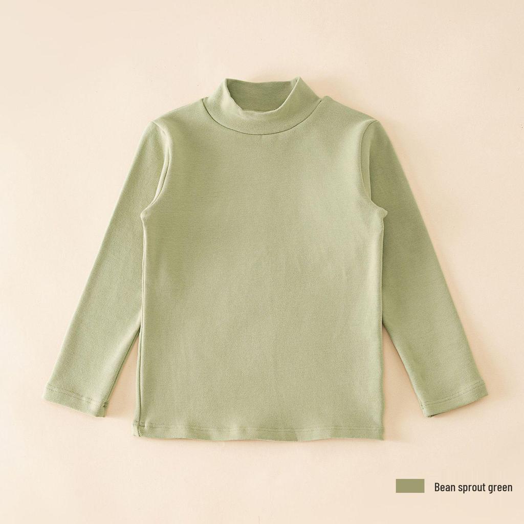 2024 Kids' Warm Long-Sleeve Mid-Collar Cotton T-Shirt for Autumn & Winter