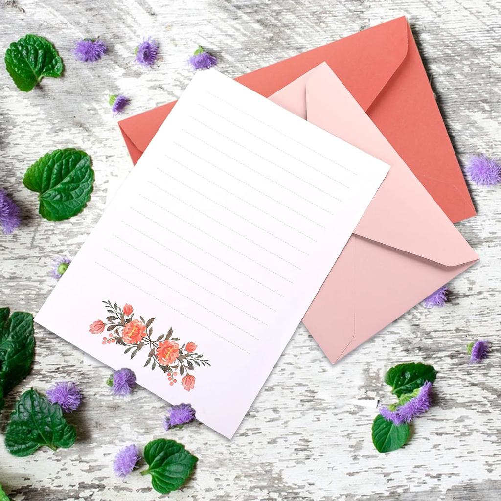 Floral Stationery Paper, 36 Pieces Stationery Set(24 Writing Stationery Paper + 12 Envelopes), Letter Writing Sets, Fancy Envelopes, Stationary
