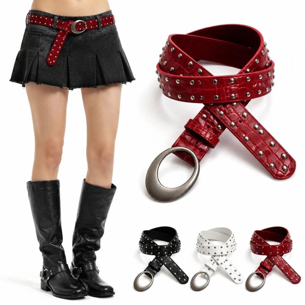 PU Leather Women Niche Belts Rivets Waist Belt Trendy American Retro Belt For Jeans,Skirt