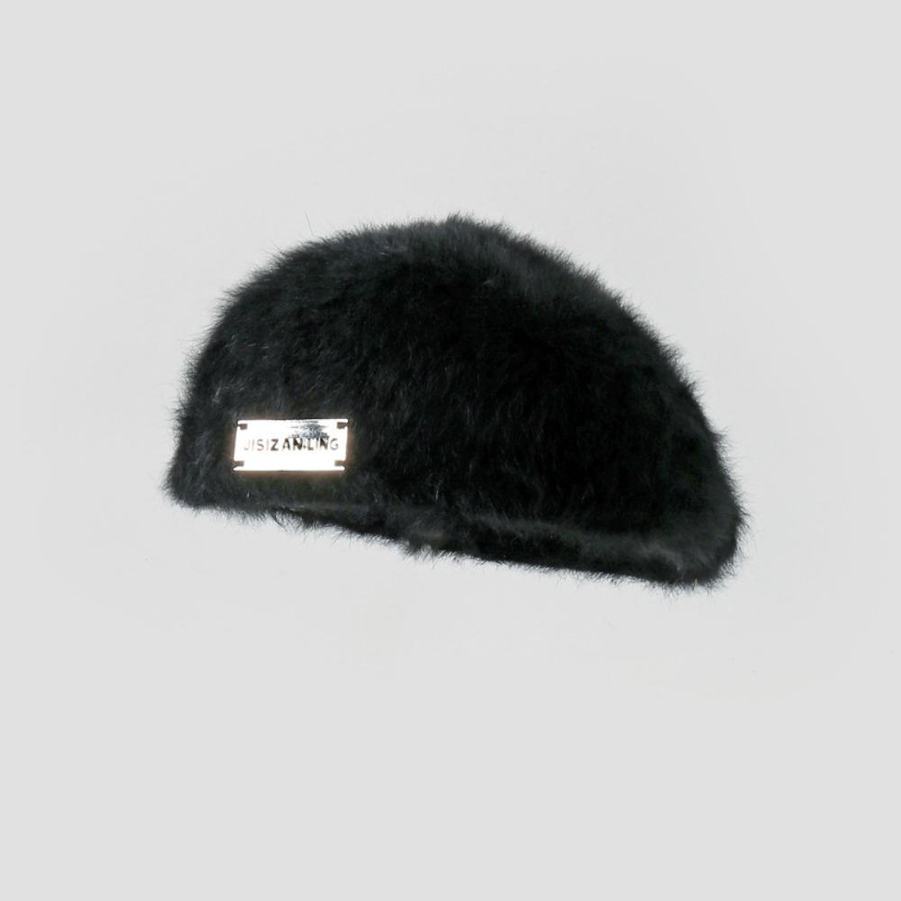 Retro Double Sided Knit Hat Warm Rabbit Fur Painter Cap Reversible Beret Women