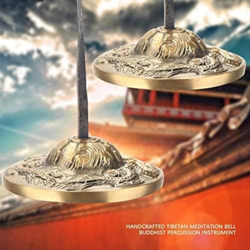 Tingsha Tibetan Bell, Purification Cymbal, Twin Dragon Bell, Folk Instrument, Meditation Tool