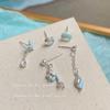 Ocean Fresh Mermaid Princess Silver Stud Earring Set for Women - Conch & Starfish Designs, Exquisite Summer Niche Jewelry