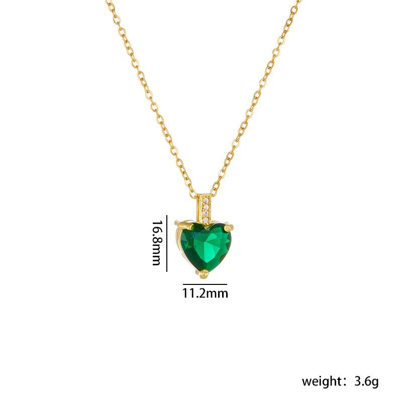 Stainless Steel Chain Simple Colorful Zircon Love Heart Pendant Necklaces for Women Girls Sweet Romantic Jewelry Gifts for Lover