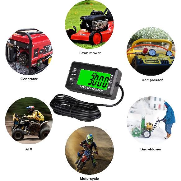 Runleader Digital Self Powered Hour Meter Tachometer,Maintenance Reminder,Alert RPM Reminder,User Shutdown,Waterproof,Use for ZTR Lawn Mower
