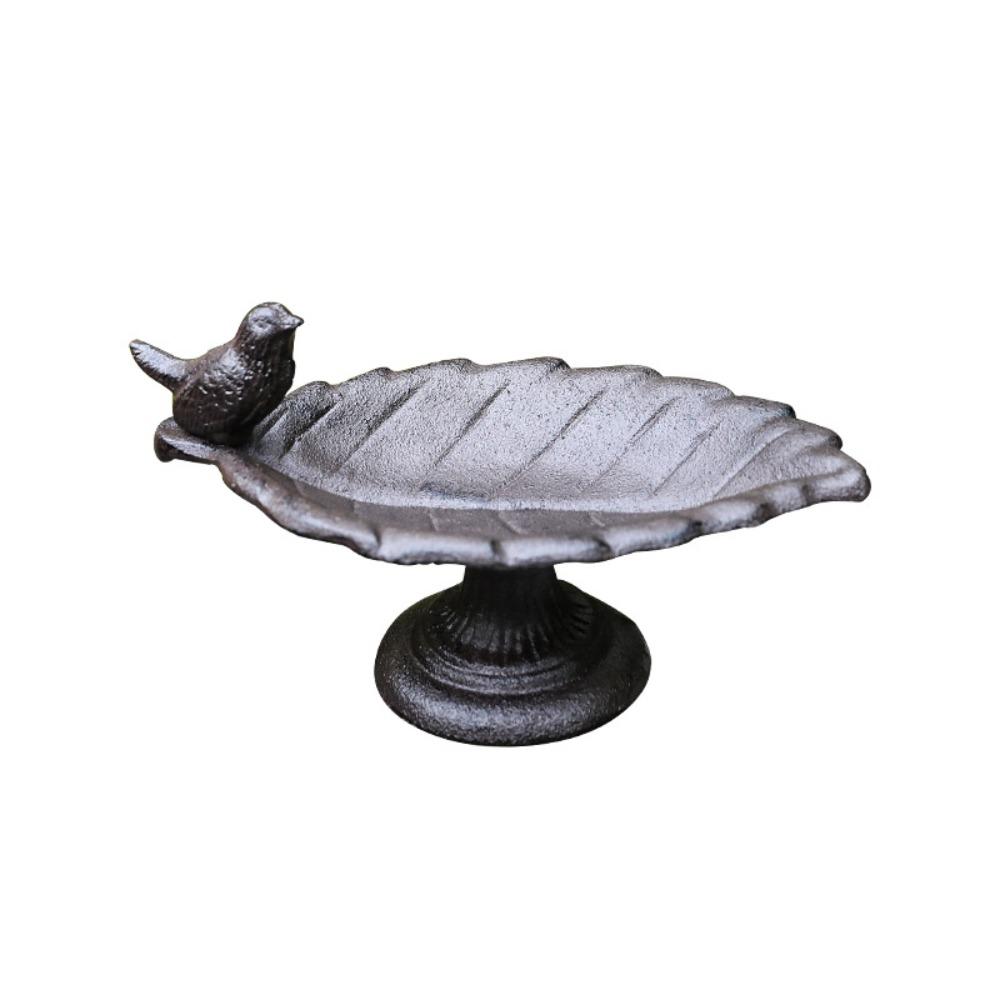 Cast Iron Petal Bird Feeder Basin Nostalgic Bird Food Dispenser Art Statue  Outdoor