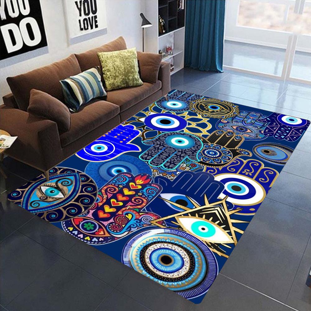 The Hand of Fatima Printed Area Rugs Non-Slip Carpet Hand Washable Polyester Carpet for Living Room Bedroom Decor Floor Mat