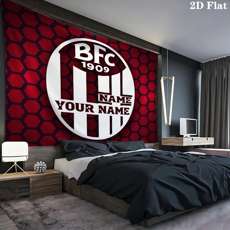 Bologna Fc Custom Name Wall Tapestry Aesthetic Wall Hanging Printed Fabric Blanket Decorative Tapestries For Bedroom Living Room Home Decor