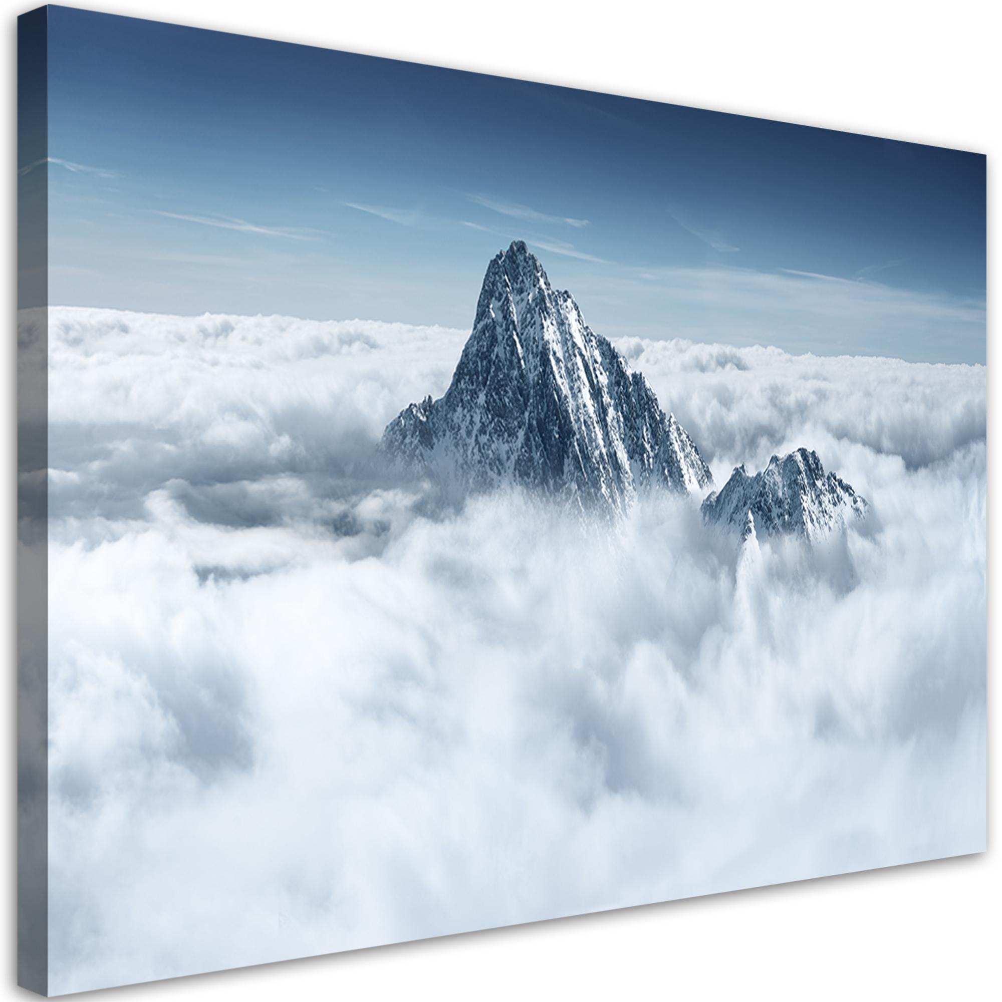 Impressão em tela, Alpes acima das nuvens 60x40 branco
