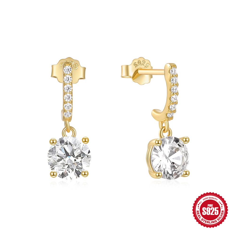 925 Silver Luxury Diamond Earrings Ladies Engagement Wedding Bride Wedding Season Accessories Big Diamond Stud Earrings Earrings Popular