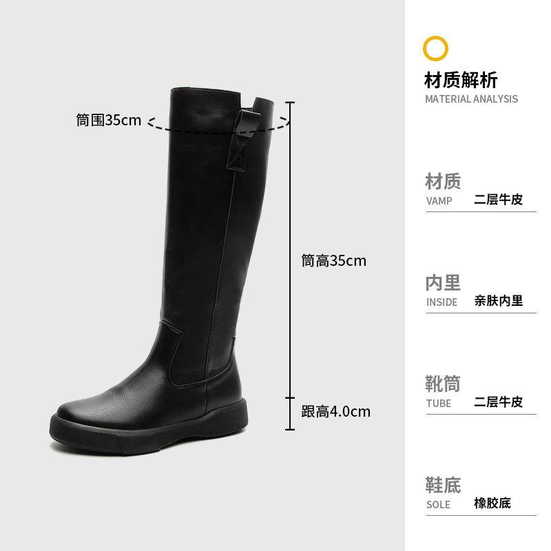 Customized 2025 Leather Knight Boots Women's British Style Boots Autumn and Winter Martin Boots But Knee High Boots