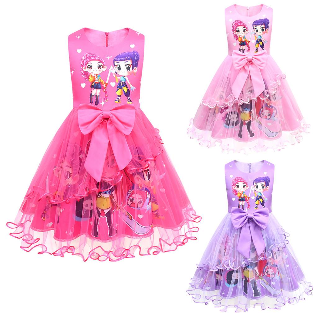 82942 Vestito in Rete con Volant Stampa Kpop per Ragazze Rumi Zoey Mira