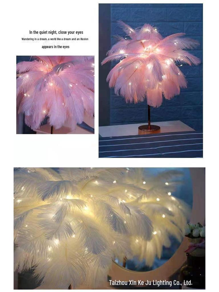 Romantic Feather Night Lights for Bedroom, Birthday, and Live Stream Ambiance