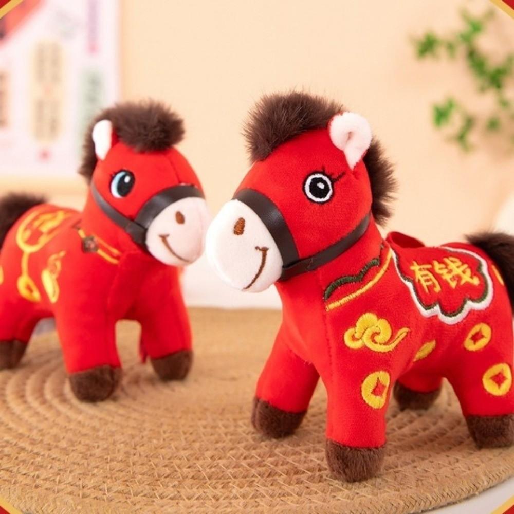 Red Color Plush Horse Keychain Plush Materia Zodiac Pony Figurine Horse Doll Pendant  Bag Pendant