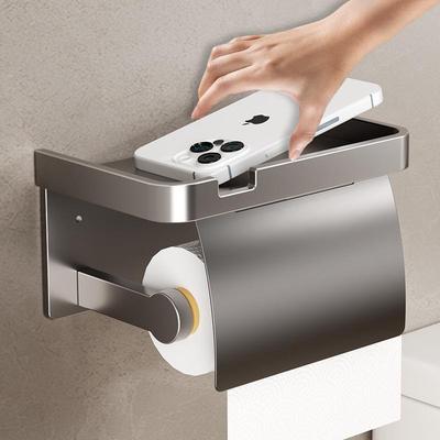No-Drill Wall-Mounted Aluminum Bathroom Tissue and Toilet Paper Holder