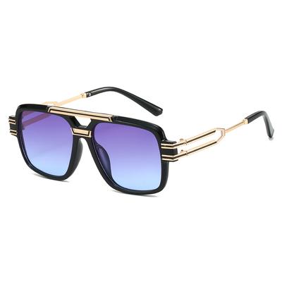 Luxury Retro Double Beam Gradient Square Sunglasses Y2K Brand Double Beam Temple Design UV400 Protection for Women Men