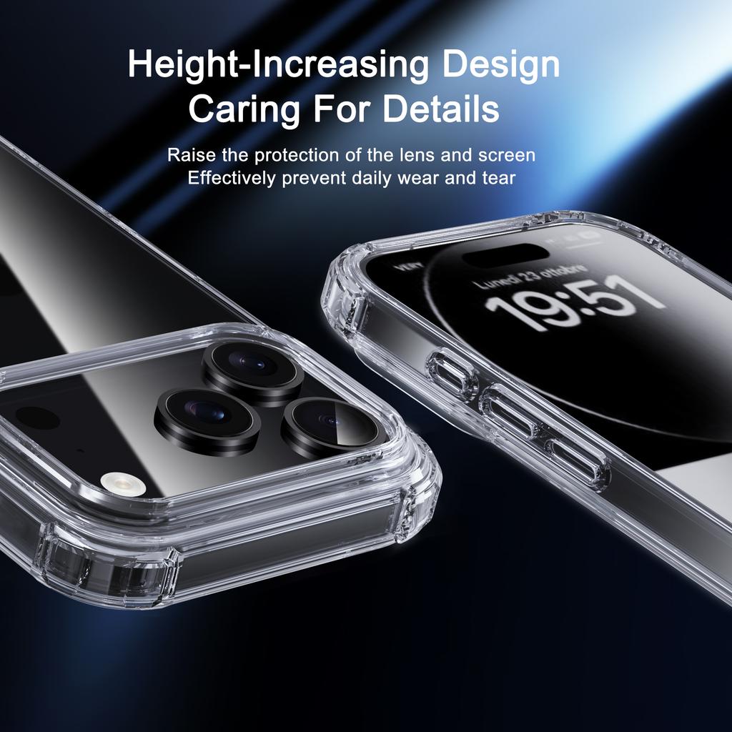 IPAKY Pour iPhone 17 Pro Max Étui Quatre Coins Antichoc Transparent Coque Arrière de Téléphone