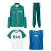 Kostým Squid Game Cosplay Čtyřdílná sada Tepláková souprava Oblečení Bunda Tričko Vesta Kalhoty Sada Sportovní mikina Halloweenský Karnevalový Párty Kostým