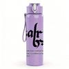 1PC Safir Cursive Minimal Letter 750ml Color Plastic Sports Water Bottle Leakproof Flip Straw Lid Suitable for Sports Office Home Use